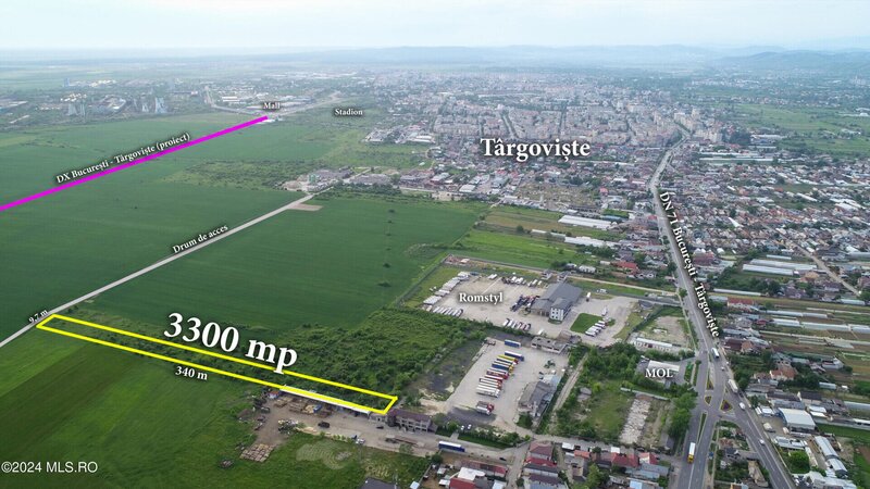 Targoviste, teren 3300 mp la 2 km de Dambovita Mall si Stadion.